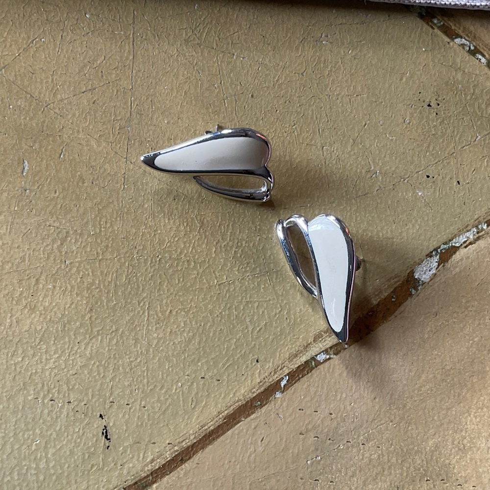 Silver and Cream Earrings